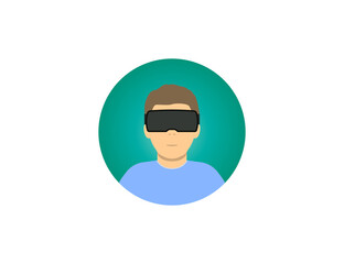 Person, virtual reality, vr icon. Vector illustration. Flat design.
