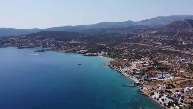 Morning view of Agios Nikolaos. Picturesque town of the island Crete, Greece. Image