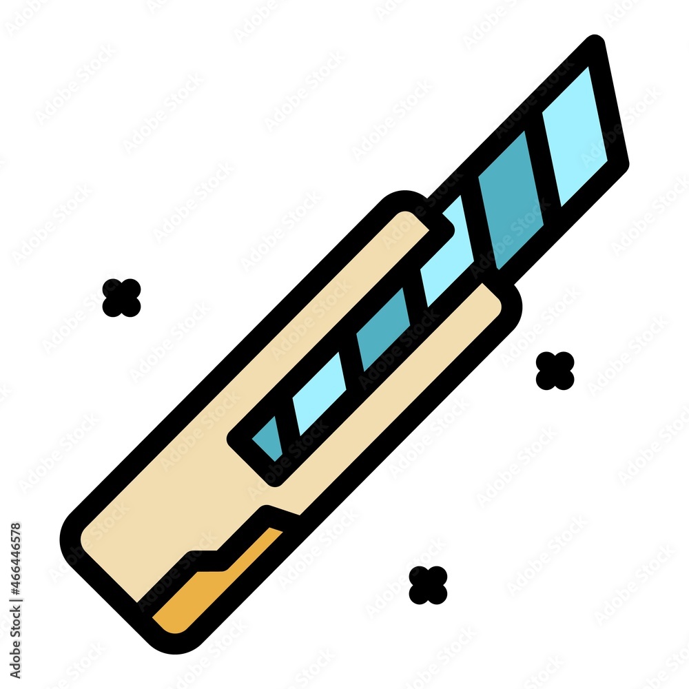 Sticker Paper knife icon. Outline paper knife vector icon color flat isolated