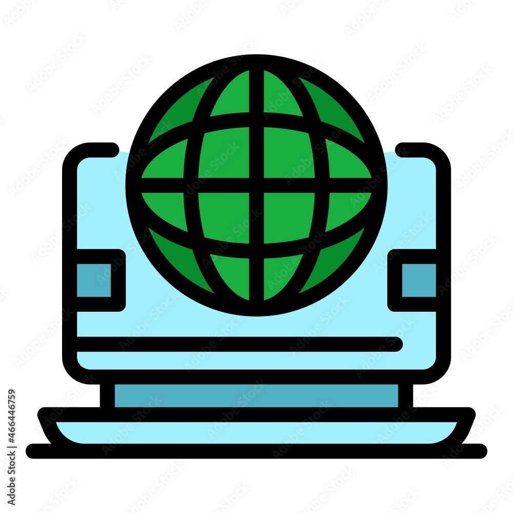 Canvas Prints monitor globe icon. outline monitor globe vector icon color flat isolated