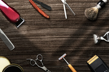 Barber wallpaper background with tools, job and career concept