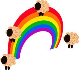 rainbow on it sheep,vector drawing,isolate on a white background