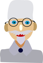 the doctor's face in glasses and in a suit, with a beard and mustache,vector drawing, isolate on a white background