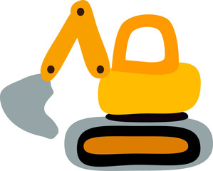 excavator yellow,construction machinery,vector drawing,isolate on a white background