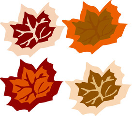 maple leaves of different colors,vector drawing,isolate on a white background