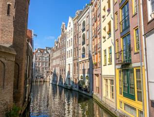 Fototapeta na wymiar Amsterdam Canal Houses on a Sunny Day