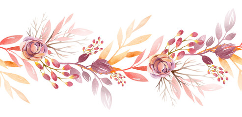 Fototapeta na wymiar Autumn flowers. Bouquets, borders, flower arrangements. Flowers in orange purple and pink tones.