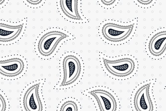 Simple paisley white background, black pattern, creative illustration