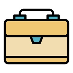 Worker suitcase icon. Outline worker suitcase vector icon color flat isolated