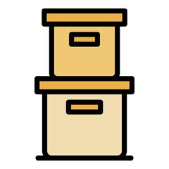 Archive boxes icon. Outline archive boxes vector icon color flat isolated