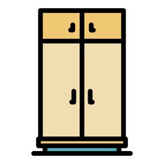 Storage wardrobe icon. Outline storage wardrobe vector icon color flat isolated
