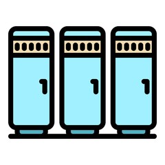 Gym dressing room icon. Outline gym dressing room vector icon color flat isolated