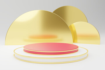 podium stage with gold line strip platform