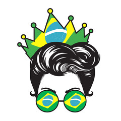 Mom Brasil Crown Head design on white background. vector illustration.