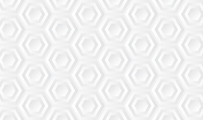 Vector hexagon geometric seamless 3D white texture. Abstract white geometric hexagon background. Monochrome geometrical pattern with hexagons. Hexagons texture. Vector EPS10