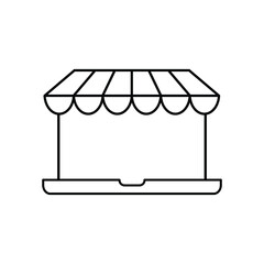 online Shopping bag icon. laptop icon. laptop sign with the Shopping cart icon. 