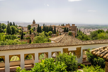 Fototapeta premium Generalife palace with green courtyard in Alhambra, Granada, Spain