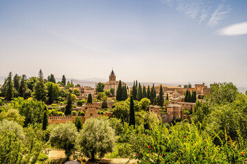Fototapeta na wymiar View of Arabic palace complex called Alhambra in Granada, Spain