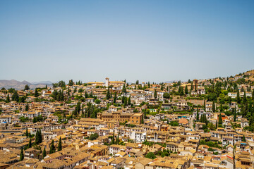 Fototapeta premium Granada cityscape viewed from Alhambra palaces complex, Andalusia, Spain