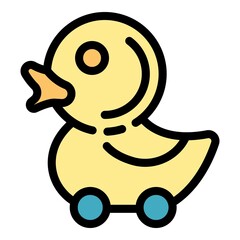 Bath duck icon. Outline bath duck vector icon color flat isolated