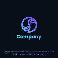 Creative circle abstract logo design, colorful geometric shape icon vector, integrated technology sign.