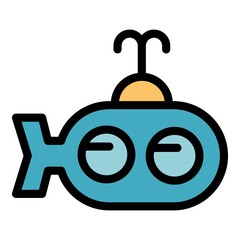 Obraz premium Toy submarineicon. Outline toy submarine vector icon color flat isolated