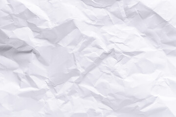 White crumpled paper texture background.