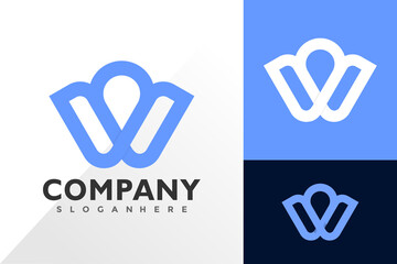 Fototapeta premium Letter w pin location logo and icon design vector concept for template