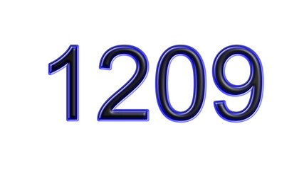 blue 1209 number 3d effect white background