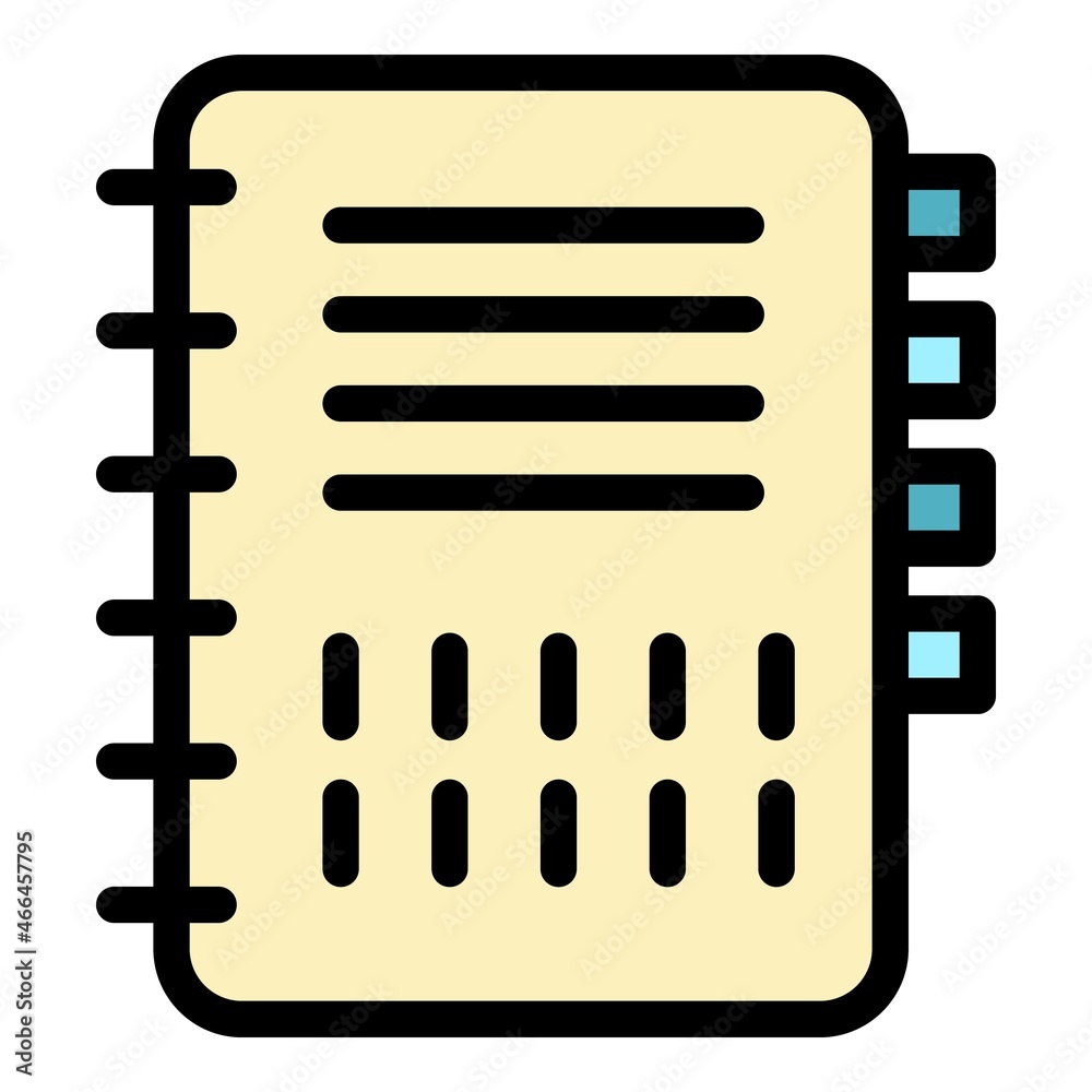 Poster notebook icon. outline notebook vector icon color flat isolated