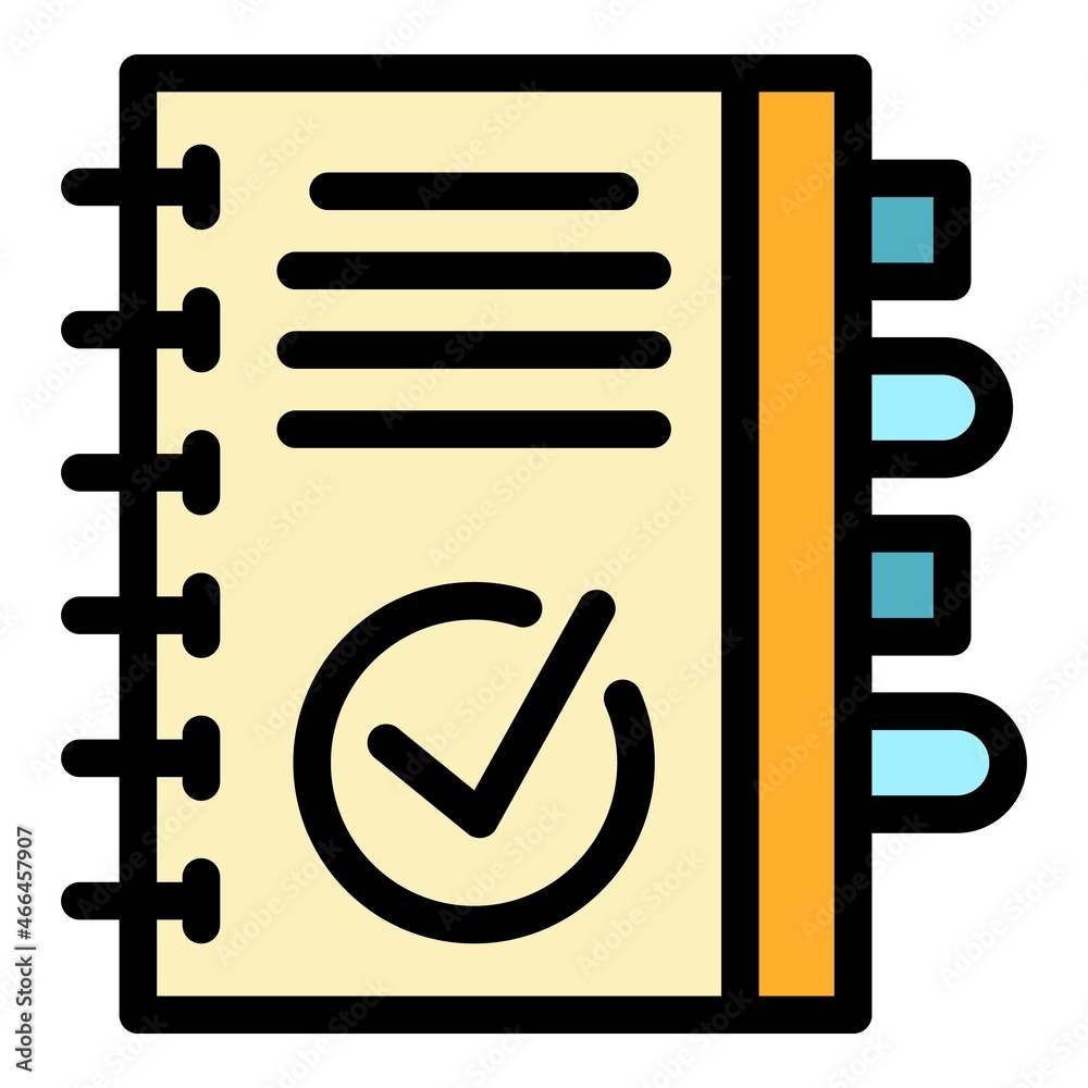Poster notepad icon. outline notepad vector icon color flat isolated