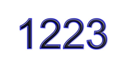 blue 1223 number 3d effect white background