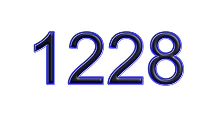 blue 1228 number 3d effect white background