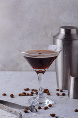 Espresso Martini cocktails with coffee beans