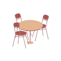 Vector flat cartoon table and chairs isolated on empty background-furniture,room interior elements,home life comfort concept,web site banner ad design