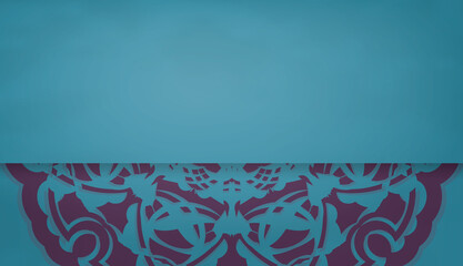 Turquoise banner with Indian purple ornaments and place for your text