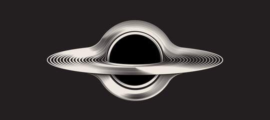 Black hole icon, solid shape. Vector illustration isolated on black background - 466459923