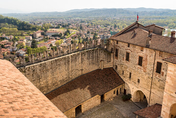 Obraz premium Top view of the ancient Rocca Borromeo of Angera castle, province of Varese, Italy.
