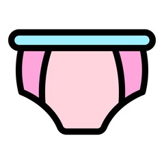 Baby diaper icon. Outline baby diaper vector icon color flat isolated