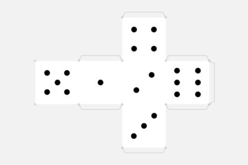Pattern of a dice without contours with angular serifs on a light gray background. Vector stock image.