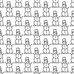 seamless snowman background. set of cartoon snowman.