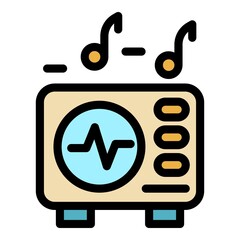 Radio music icon. Outline radio music vector icon color flat isolated