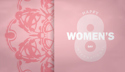 Brochure 8 march international womens day pink color with vintage pattern