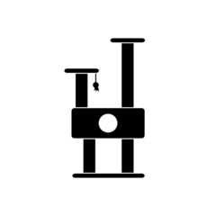 Cat climbing house, scratching post or tower vector icon