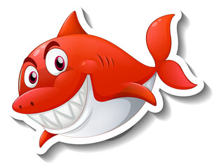 Smiling shark cartoon sticker