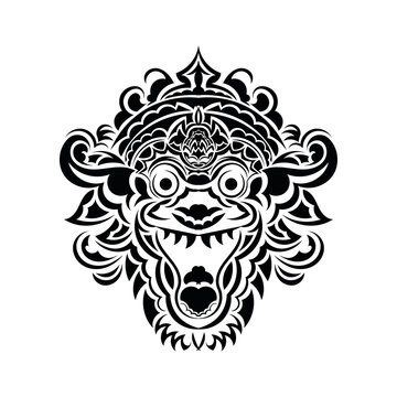 Vector hand drawn illustration of angry clown in baroque frame. Tattoo artwork in realistic line style. Portrait of ugly clown. Template for card, poster, banner, print for t-shirt.