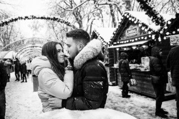 Young couple on Lviv Christmas