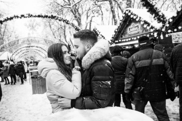 Young couple on Lviv Christmas