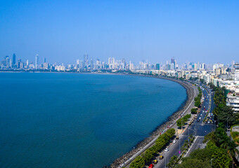 Aerial view of marine drive Mumbai