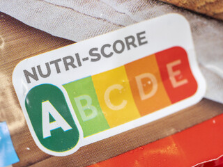 Nutri-Score A - photo réelle du logo sur l'emballage d'un produit alimentaire